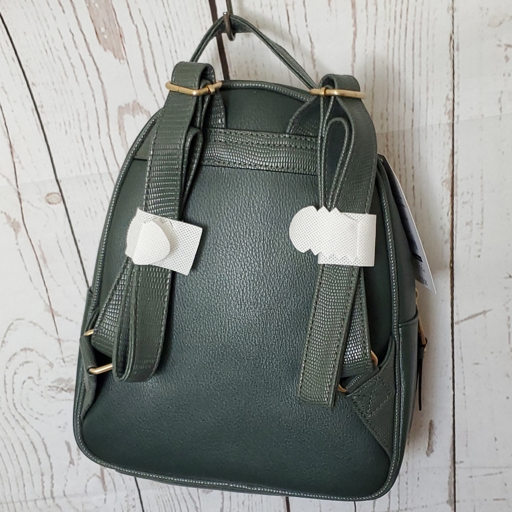 Time and Tru Ruby recycled fibers backpack handbag with coin purse green - Picture 5 of 11
